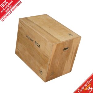 BeckerTechnik – Master Box Standard Sportkiste mit 3 Sprunghöhen (75 x 60 x 50 cm) – Sprungbox für Anfänger & Fortgeschrittene – Plyobox mit abgerundeten Kanten (fertig aufgebaut)